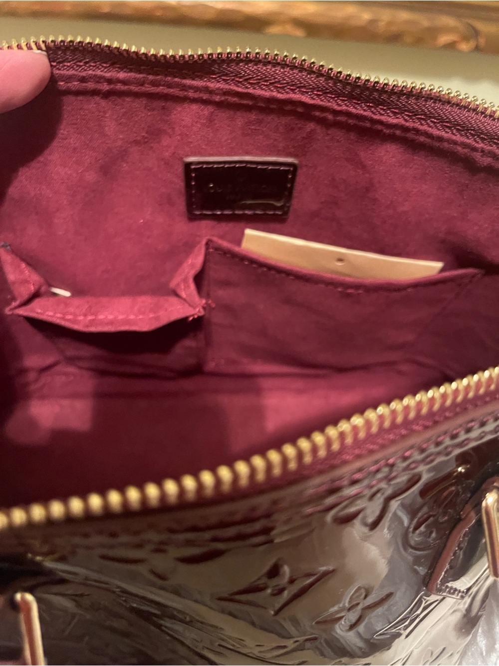 FAUX Louis Vuitton Alma BB Vernis Patent Satchel in Deep Red! - Picture 7 of 14